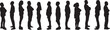 © Curto - vector, silhouette of a side view of a  group of women a and men standing