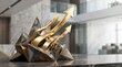 © kunci - Golden arrows ascending from geometric structure symbolizing growth and success