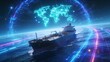 © Husen - Futuristic cargo ship sailing through digital global network and cosmic space