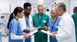 © Sibi Creates - Diverse medical team huddle hospital hallway collaborative patient care discussion photography