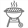 © MSBcollection - Barbecue grill icon with smoke. Vector illustration of a hot charcoal bbq cooker.