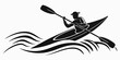 © RABBY - Black silhouette of kayaker paddling on white background
