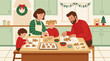 © creativestock - Family Decorating Christmas Cookies Together in Kitchen