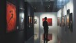 © Дар'я Солтис - Contemporary art gallery visit with diverse viewers observing modern exhibits