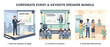 © karakoram - Corporate Event and Keynote Speaker Bundle Illustration Featuring Conference Sessions and Attendee Networking