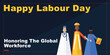 © J_Begum - Happy Labour Day celebration honoring the global workforce with diverse individuals representing various professions in colorful attire and positive spirit