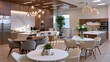 © Shipra - Modern office break room with minimalist design and natural light during daytime
