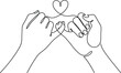 © MdJherulIslam - continuous one line drawing pinky promise hands with heart vector isolated on white background