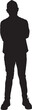 © Curto - vector, silhouette of a Front view man standing and looking at camera and amrs crossed