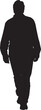 © Curto - vector,    silhouette of a front view of a man walking on white background looking at camera