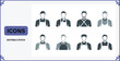 © Badsha Mollik - Collection of eight stylized male professional icons wearing different aprons and collars