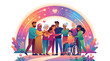 © SkyPix - Diverse group of people standing together in unity and harmony.