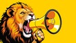 © Fee - Roaring lion holding megaphone for powerful business announcement