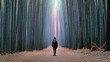 © BlackBridge Media - Solitary Hiker Walking Through Bamboo Forest Path