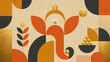 © Babla - Abstract geometric of lord ganesha with gold accents and earthy orange tones generated using ai