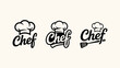 © Minoti - Chef hat and cooking utensils logos collection.