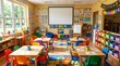© Anwar - Colorful kindergarten classroom interior with tables and educational posters