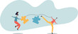 © Nadia - Jigsaw puzzle connection, teamwork partnership to help solve problem or challenge,human life and situation.vector illustration.