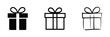 © Vector Lab 02 - Present icons illustrating gift boxes in flat, linear, and hand drawn doodle styles with clean minimalist vector graphics for holiday decorations, festive events, celebration themes, greeting cards, p