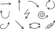 © NUR - Hand-drawn arrows, circles, and spirals in black ink on white background, squiggle line
