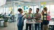 © MD - Business team conducting project brainstorming session in modern open concept office space with sticky notes problem solving brainstorming teamwork business strategy