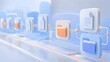 © Add Win - Abstract 3D rendering of digital files and folders flowing through a streamlined system, representing efficient data management, cloud computing, and modern business workflow optimization.