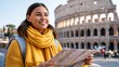© InfiniteStudio - Traveler exploring the Colosseum in Rome while reading a map and planning their adventure Generative AI