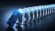 © Ridwan_DigitalGrid - Falling glass tech components creating a digital domino effect for technological chain reaction concept