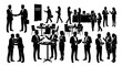 © MD - Business Event Silhouettes: Networking, Meetings, and Presentations Vector Set, Professional People Icons for Corporate Concepts