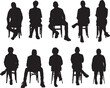 © Curto - vector,  silhouette of a  group of women a and men sitting on chair