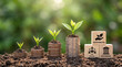 © AucArtStudio - Esg social environmental governance coin seedling finance growth sustainability esg social. Corporate business sustainability strategy. green energy conservation, management responsibility
