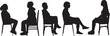© Curto - vector, side view of silhouette of a  group of women sitting on chair
