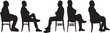 © Curto - vector, side view of silhouette of a  group of men sitting on chair