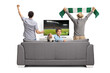 © Ljupco Smokovski - Kid watching football on tv with adult men and cheering
