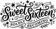 © Amit - Sweet sixteen birthday card design with stars and flowers