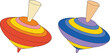 © Kaiyum - Colorful retro spinning top toy set, isolated classic childhood game vector design element