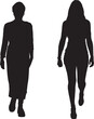 © Curto - vector,Silhouette of a two women walking