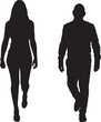 © Curto - vector,Silhouette of a woman and man walking