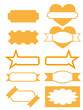 © Faithspace - Labels feature a diverse collection of yellow graphic shapes and decorative banners designed for organizing information or name tag in various creative print or digital layout projects.