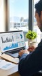 © Dewi - Businessman analyzing financial data charts on laptop screen, corporate strategy, performance tracking, digital reporting