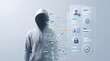 © Achmad - Cybercrime identity theft concept showing anonymous hacker stealing biometric data and personal security credentials