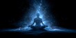 © jami - Silhouette of a person meditating in a cosmic blue light.