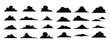© MDRASELAL - Set of various cloud silhouettes abstract shapes in black on white background vector illustration.