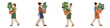 © Haris Lost - Flat vector illustration set of diverse women gardeners carrying potted houseplants in aprons
