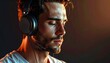 © Zikri - Young Man Enjoying Music with Headphones in Golden Sunset Forest Light