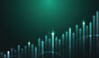 © royyimzy - Abstract glowing green financial candlestick chart showing bullish growth and stock market uptrend background.