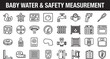 © MdSabbir - Baby water and home safety measurement icons set featuring monitoring devices and household utility equipment vector illustration