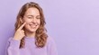 © Creative Store - A young woman with long wavy blonde hair wearing a light purple sweater winks at the camera ad social media download thambnail poster web template event festival 2026 2027 2028