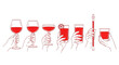 © Hesti - hands holding various red drinks in different glasses vector illustration