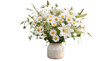 © Shamim - Rustic wildflower bouquet with white daisies and lilies in ceramic vase, elegant floral arrangement on white background, summer meadow flower centerpiece